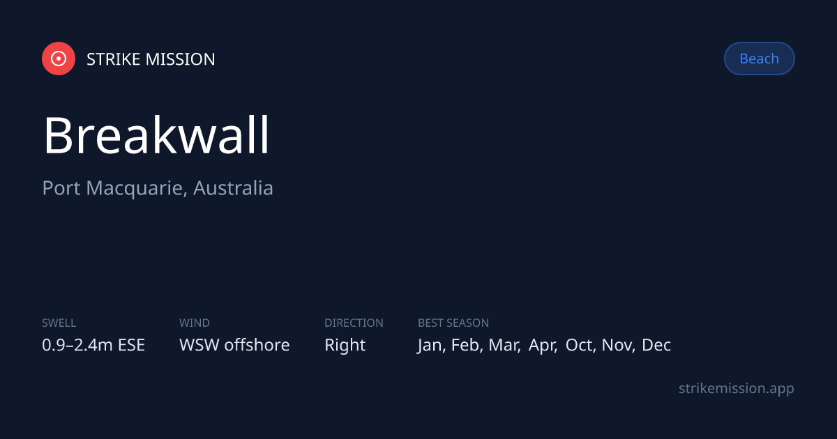 Breakwall Surf Report & 10-Day Forecast — Port Macquarie, Australia