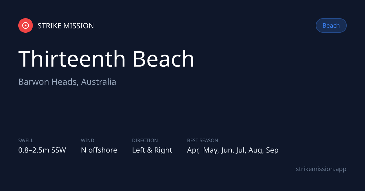Thirteenth Beach Surf Report & 10-Day Forecast — Barwon Heads, Australia