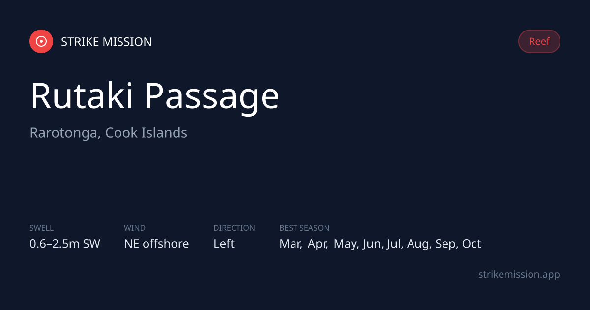 Rutaki Passage Surf Report & 10-Day Forecast — Rarotonga, Cook Islands